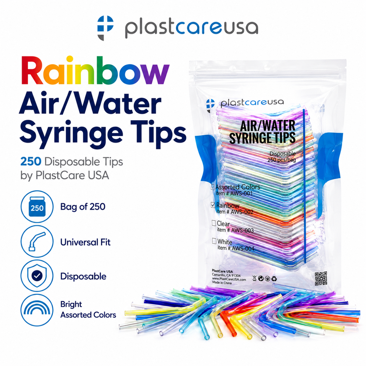 250 x Assorted Air-Water Syringe Tips (1 Bag) - My DDS Supply