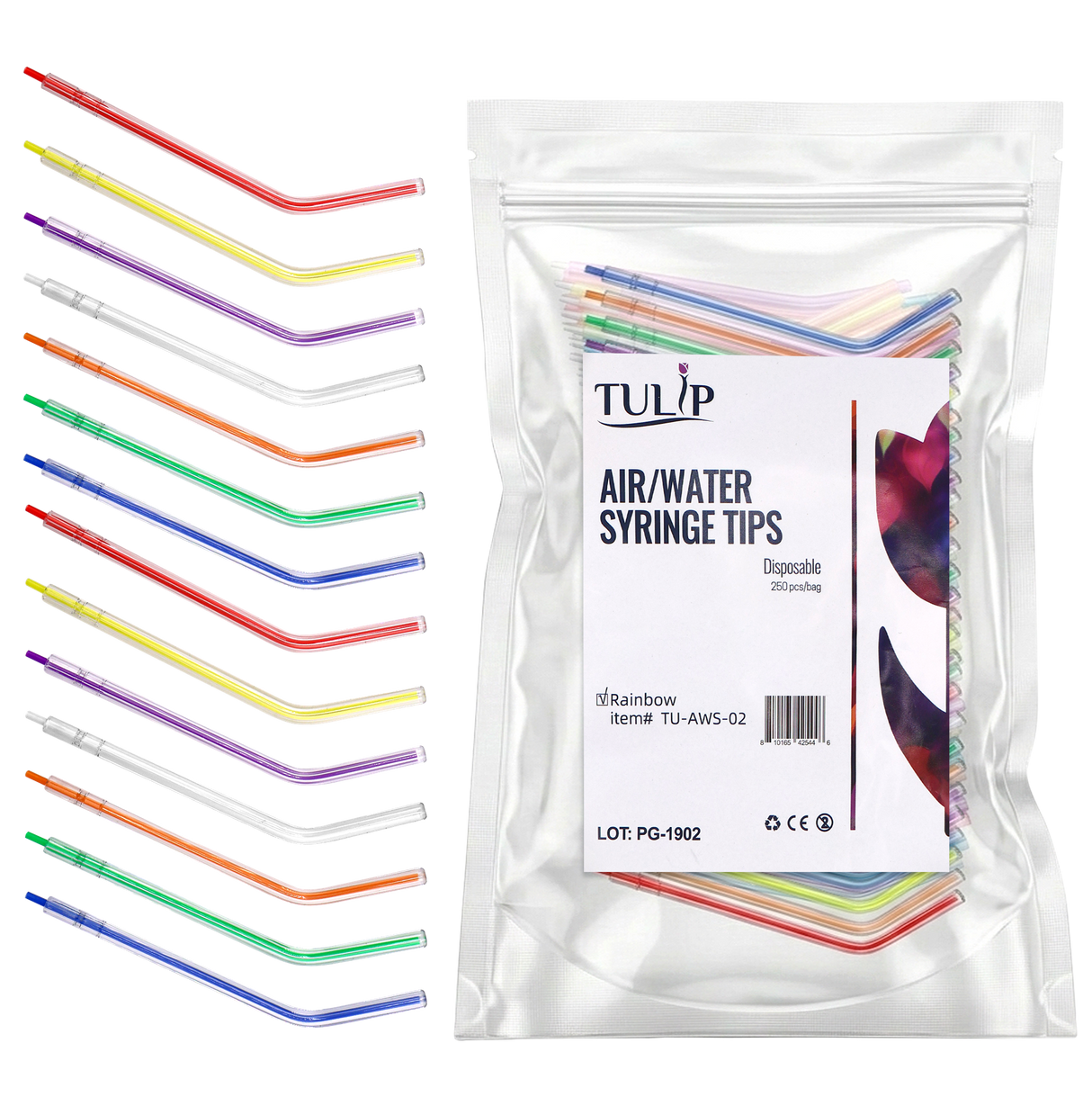 Tulip Rainbow Disposable Air/Water Syringe Tips — 250/Bag