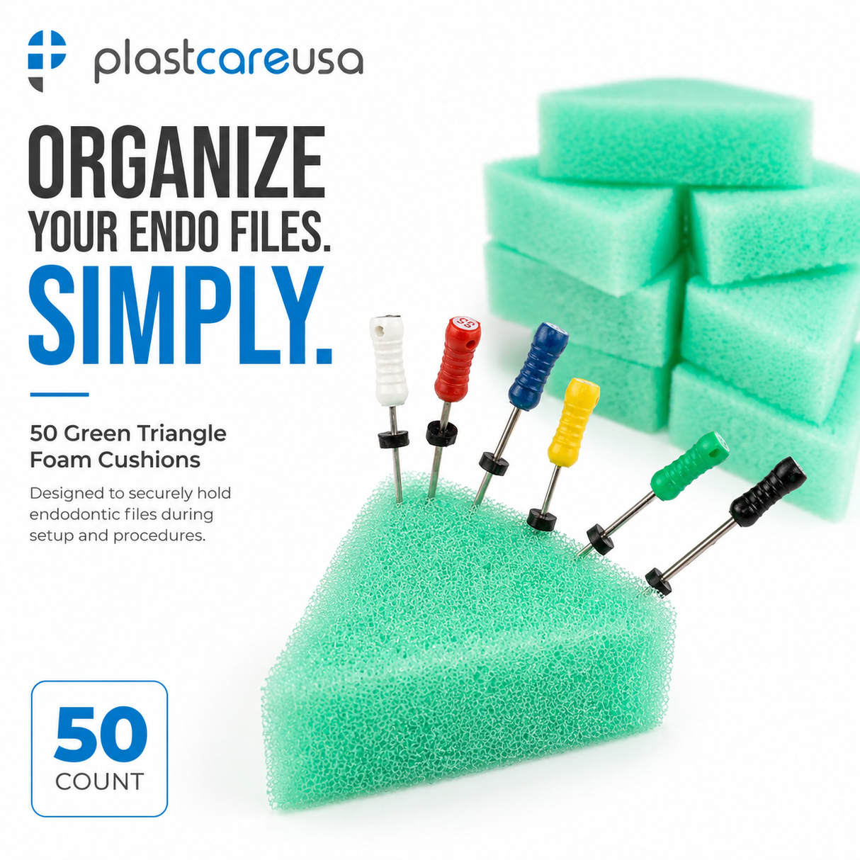 Endodontic Triangle Sponge Foam Cushions for Endo Files (Bag of 50)