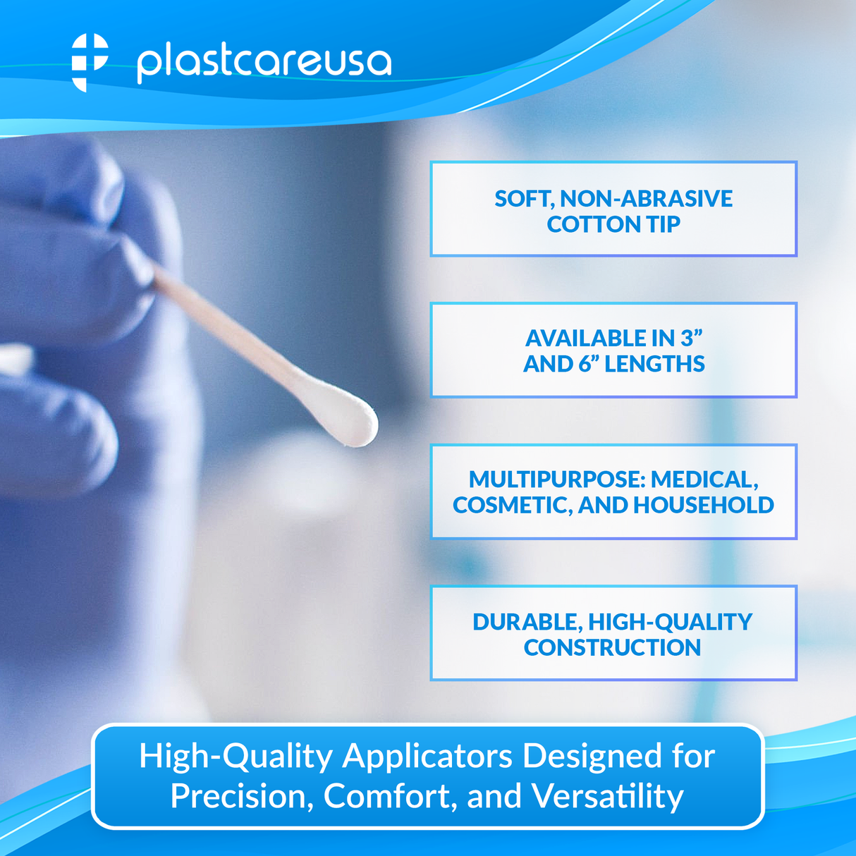10,000 3" Cotton Tip Applicators by PlastCare USA - (100 Packs of 100) *Bulk Special*