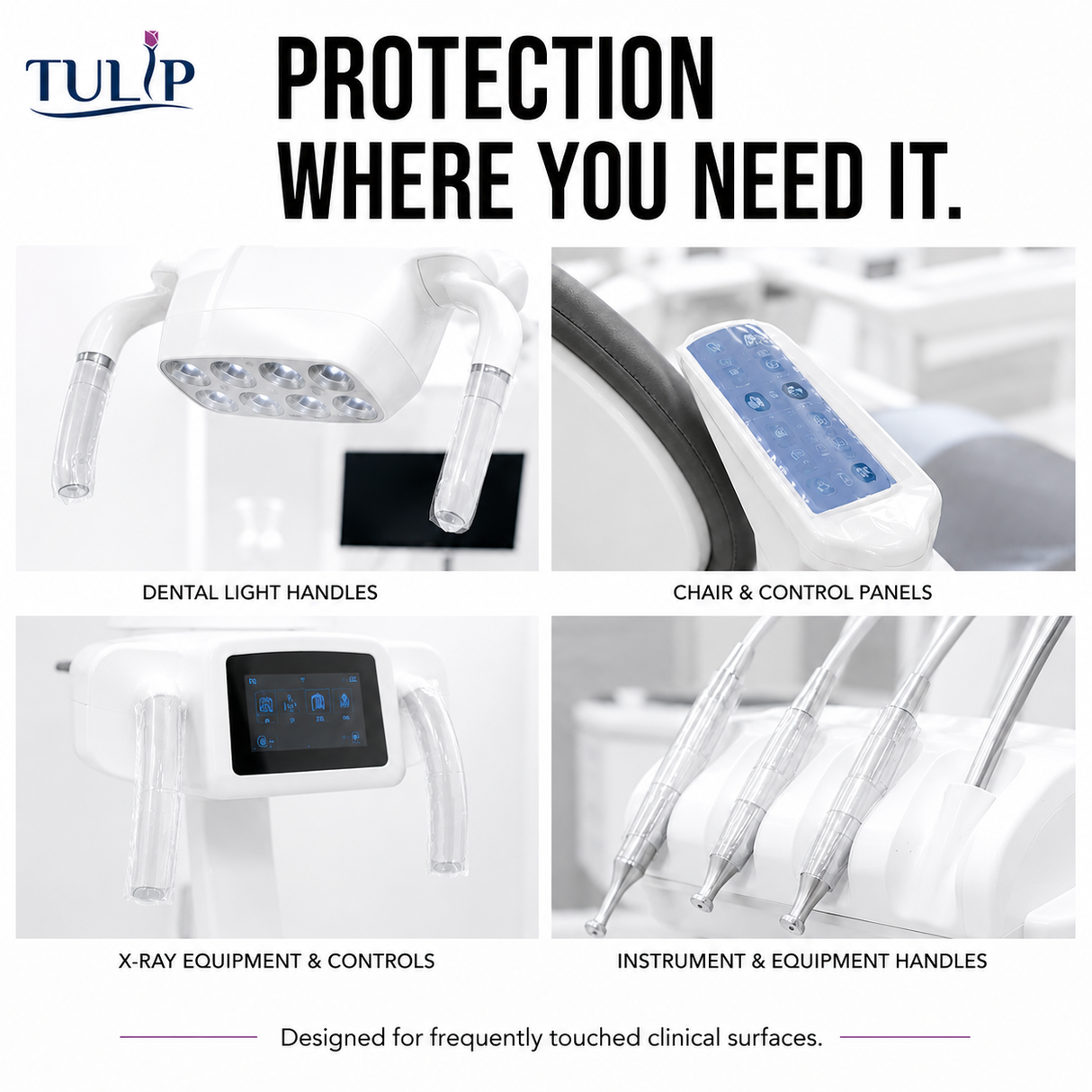Tulip Clear Dental Barrier Film – 4" x 6" Self-Adhesive Disposable Sheets, 1,200 Count