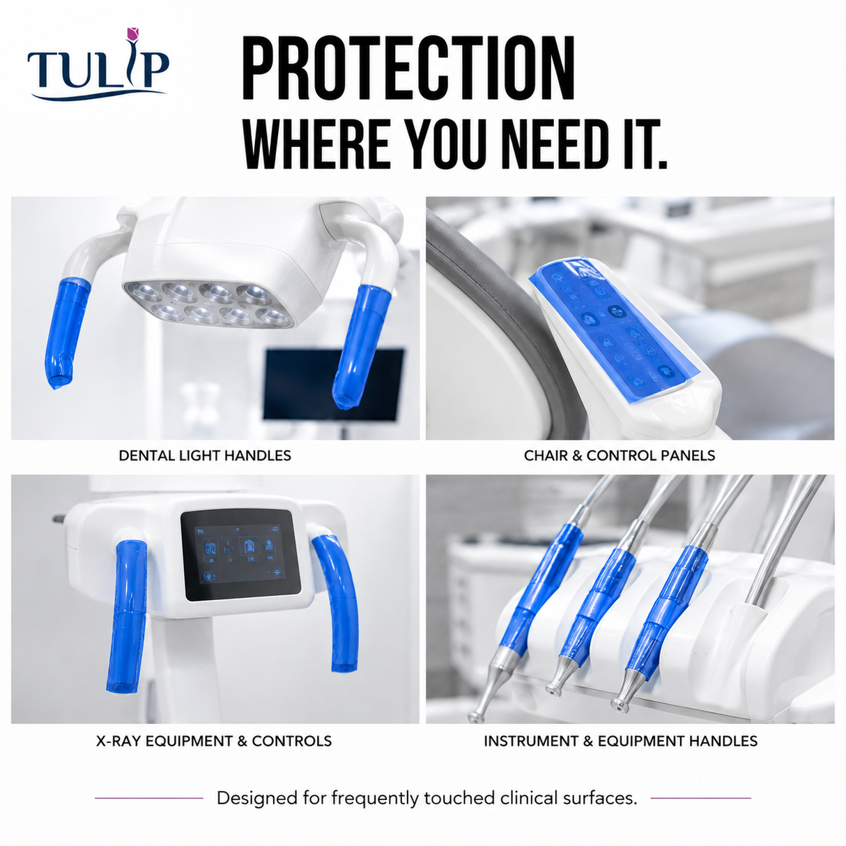Tulip Blue Dental Barrier Film – 4" x 6" Self-Adhesive Sheets, 1,200/Box