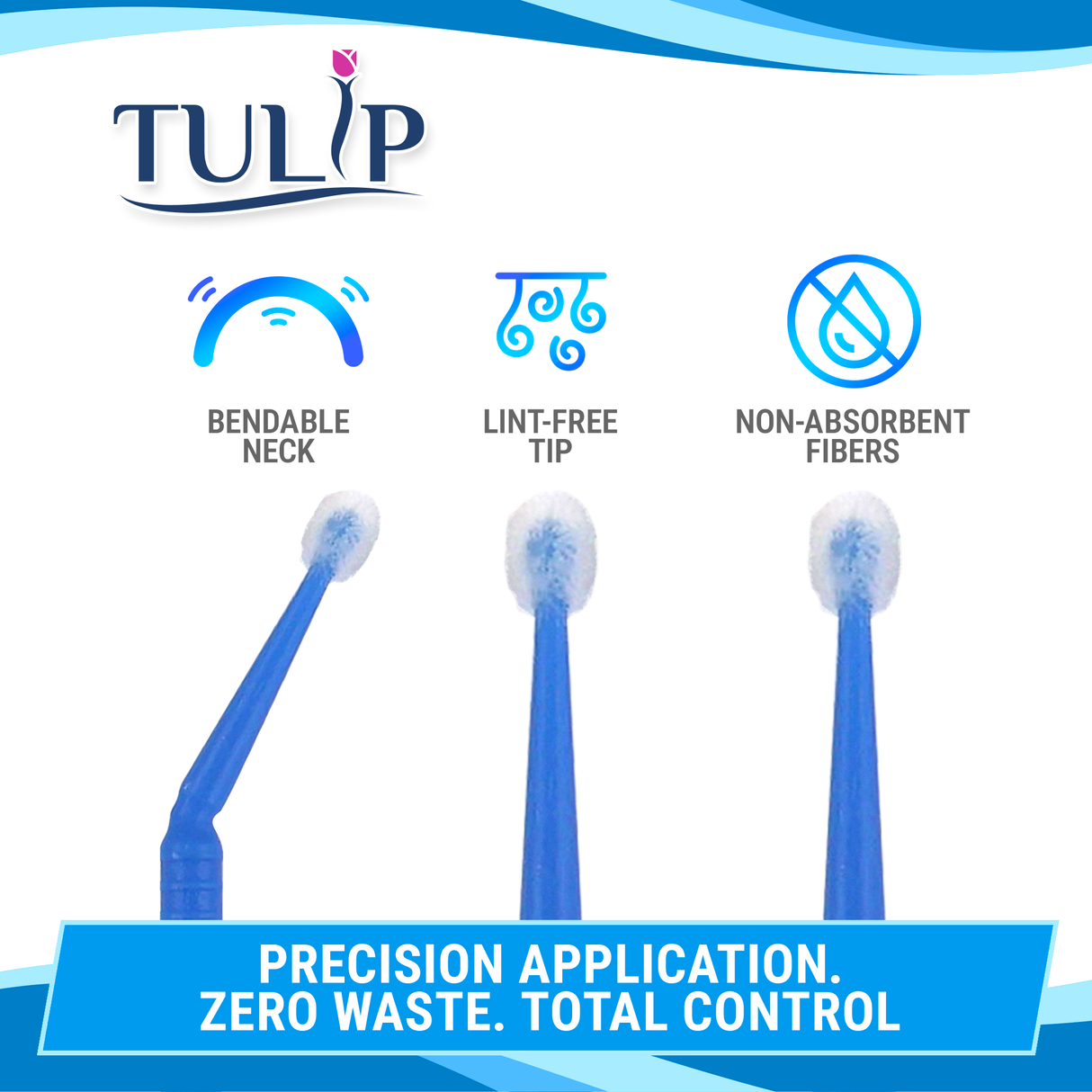 TULIP Regular Micro Applicator Brushes – Blue (2.0mm) | (4 kegs of 100) (400 Total)