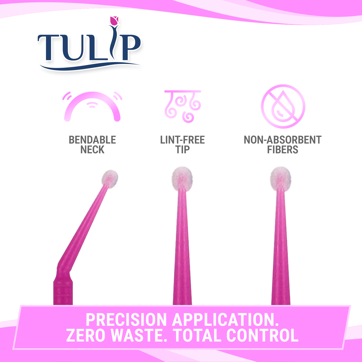 TULIP Fine Micro Applicator Brushes – Pink (1.5mm) | (4 kegs of 100) (400 Total)