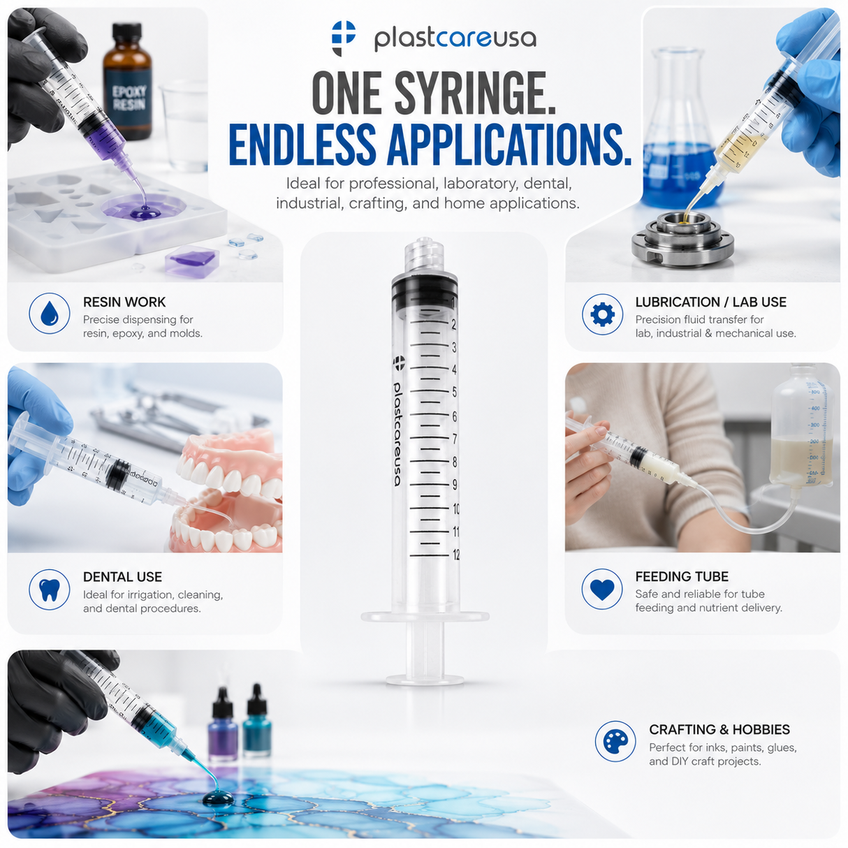 100 12ml (12cc) Luer Lock Disposable Syringes – Non-Sterile for Saline, Oral Medicine, and Precision Use