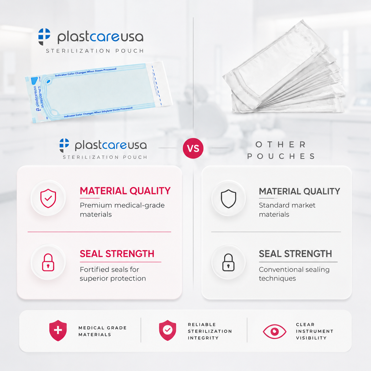 3.5" x 10" Self-Sealing Sterilization Pouches for Autoclave (Choose Quantity) by PlastCare USA - My DDS Supply