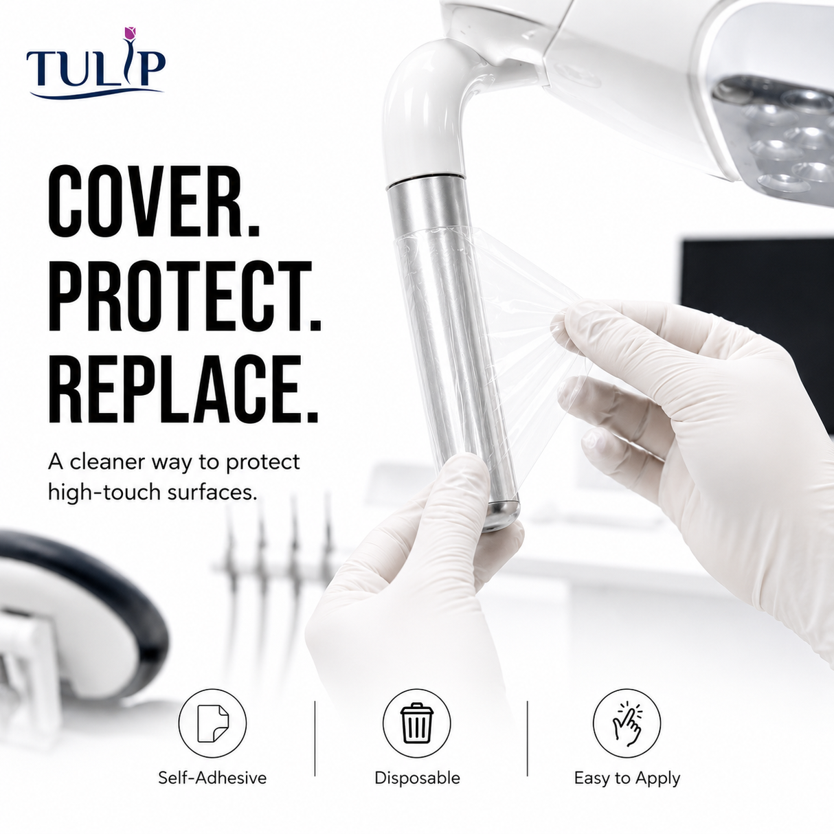 Tulip Clear Dental Barrier Film – 4" x 6" Self-Adhesive Disposable Sheets, 1,200 Count