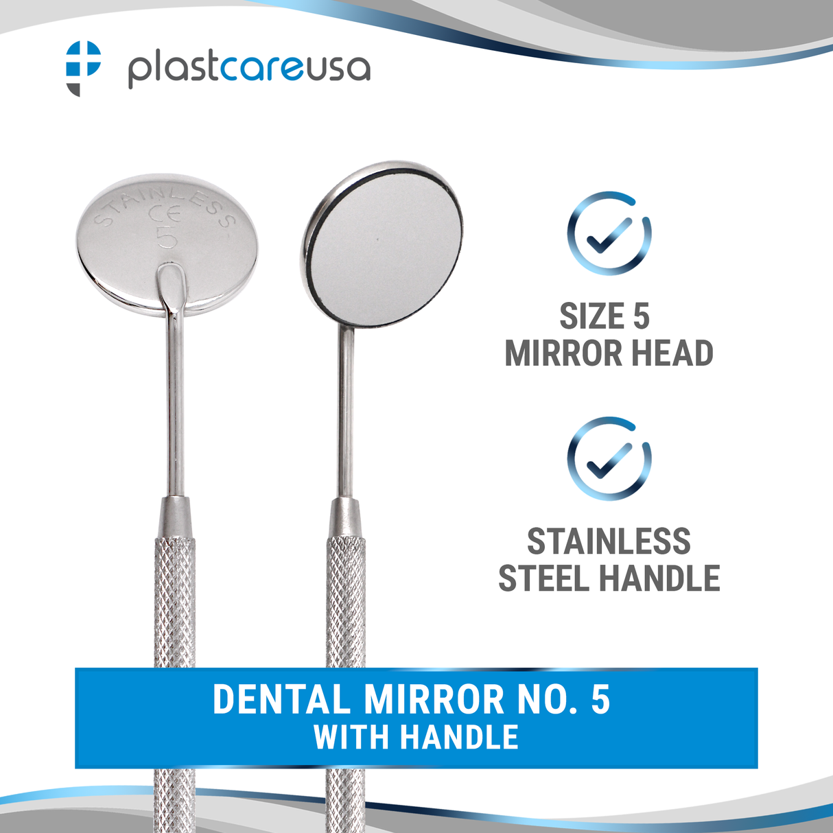 Dental Mirror No. 5 with Handle – German Stainless Steel Mouth Mirror (Autoclavable)
