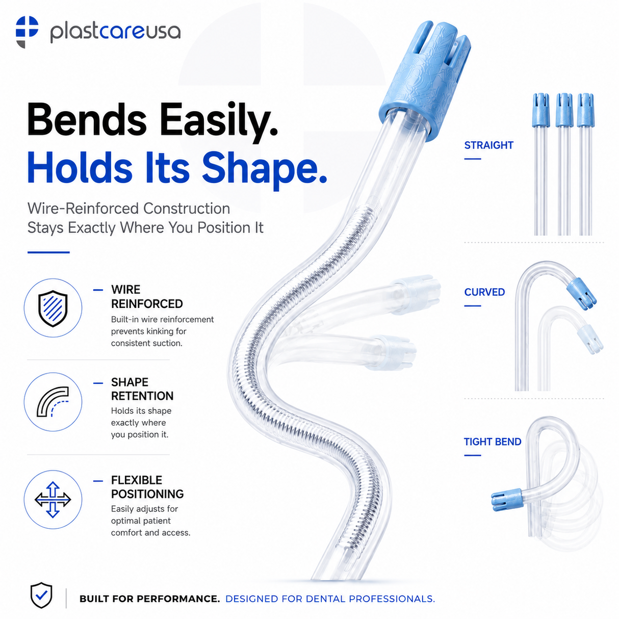 1000 Clear Body Blue Tip Saliva Ejectors (10 Bags) by PlastCare USA - My DDS Supply
