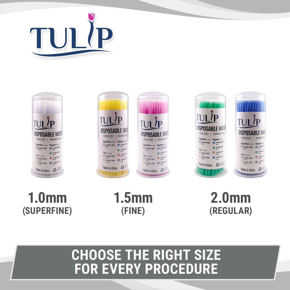 TULIP Superfine Micro Applicator Brushes – White (1.0mm) | (4 kegs of 100) (400 Total)