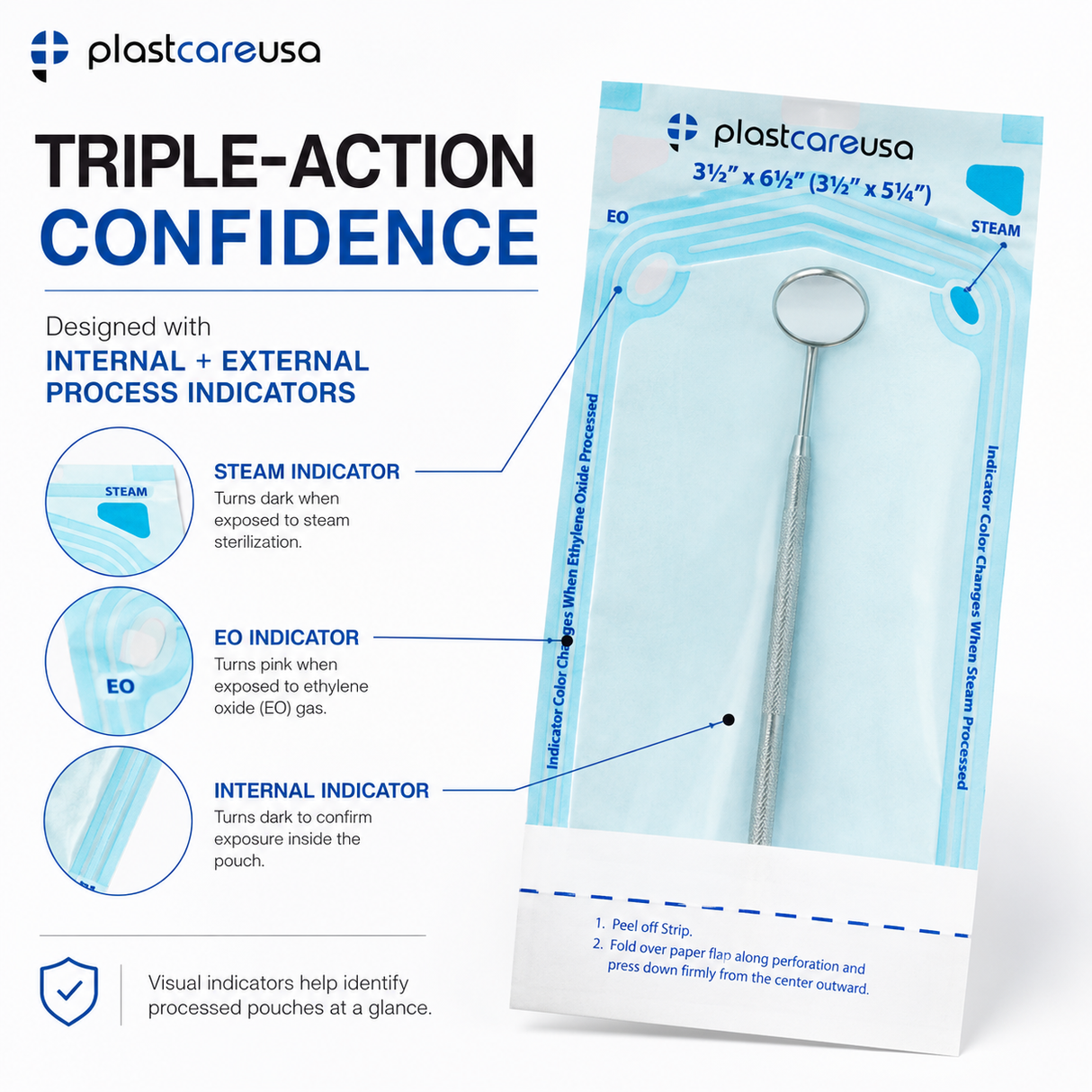 10,000 3.5" x 5.25" Self-Sealing Sterilization Pouches for Autoclave by PlastCare USA *Bulk Special* - My DDS Supply