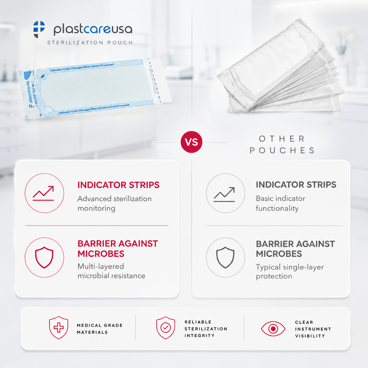 3.5" x 10" Self-Sealing Sterilization Pouches for Autoclave (Choose Quantity) by PlastCare USA - My DDS Supply