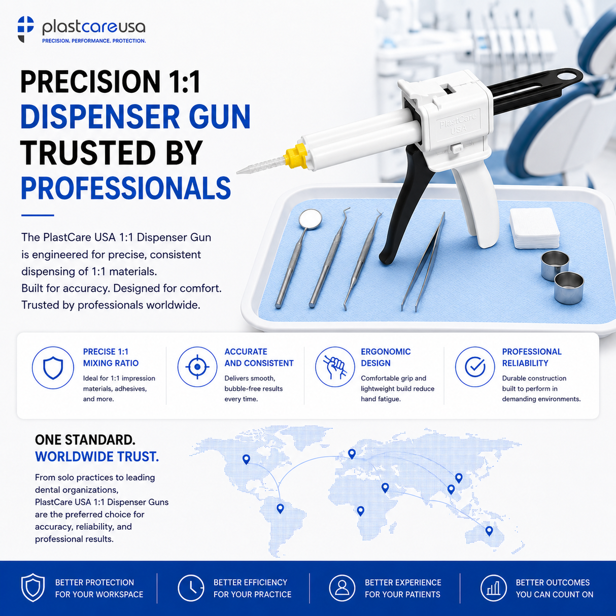 1:1 / 2:1 Cartridge Dispenser Delivery Gun for 50ml Dental Impression Material - My DDS Supply