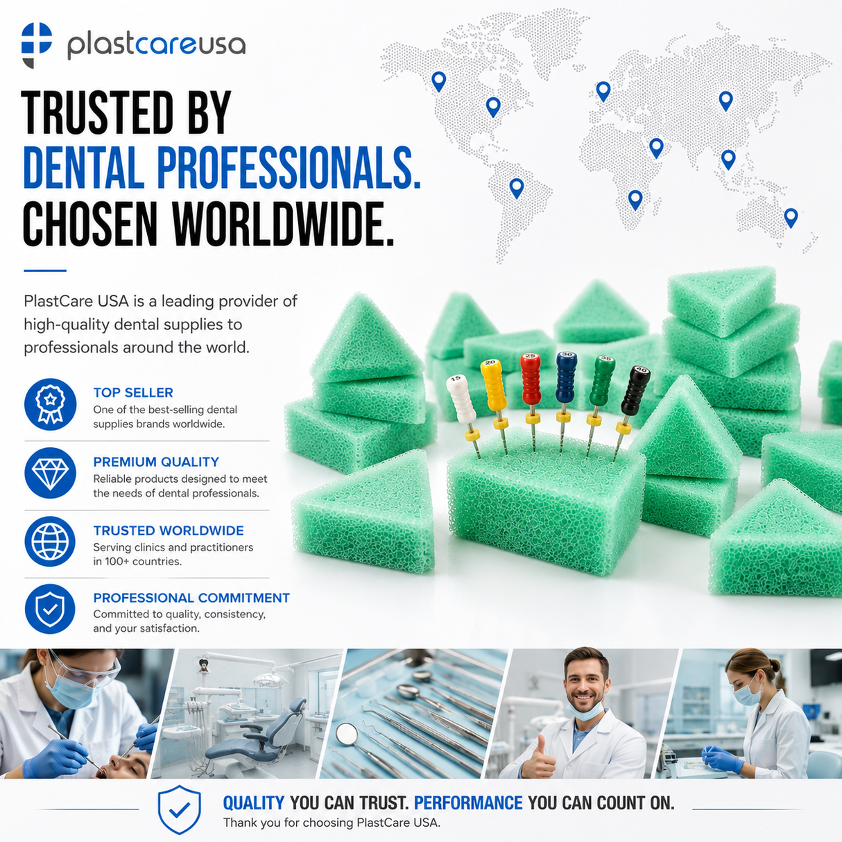 Endodontic Triangle Sponge Foam Cushions for Endo Files (Bag of 50)