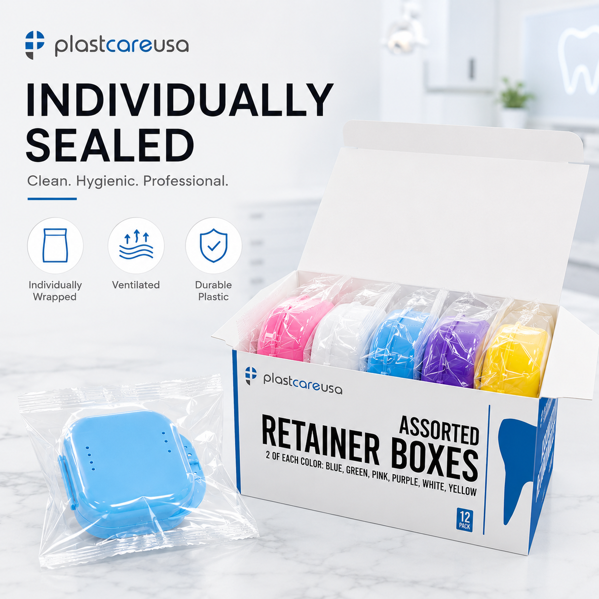 Sealed Assorted Dental Retainer Cases (Box of 12)