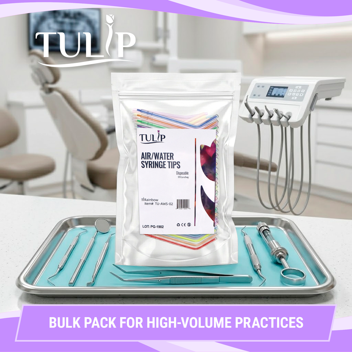 Tulip Rainbow Disposable Air/Water Syringe Tips — 250/Bag