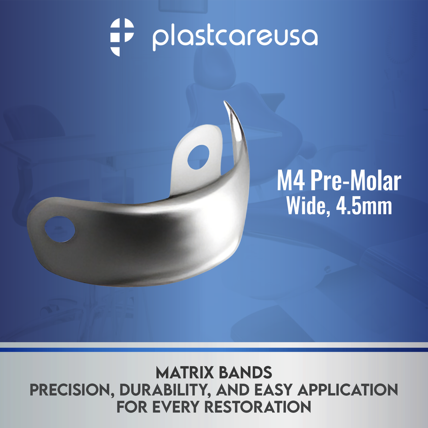 4.5mm M4 Pre Molar Dental Metal Matrices Sectional Matrix Refill Soft Band (50 Per Pack)