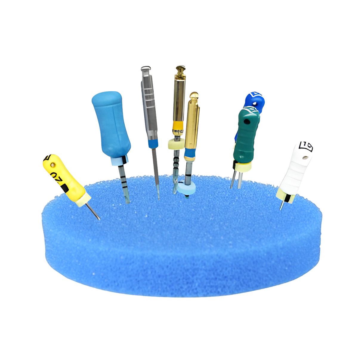Endodontic 2.5" Round Blue Sponge Foam Cushions for Endo Files (Bag of 50)
