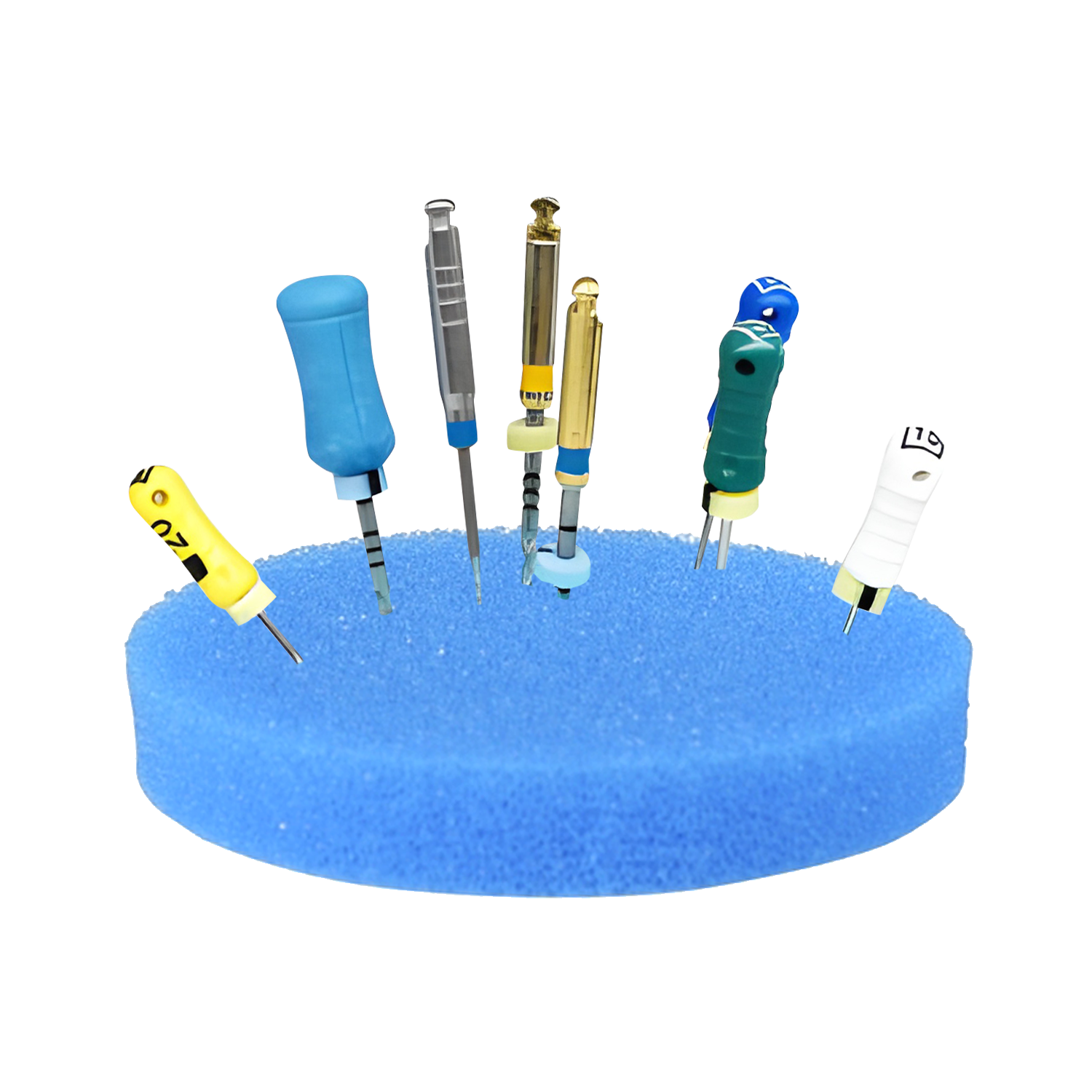 Endodontic 2.5" Round Blue Sponge Foam Cushions for Endo Files (Bag of 50)