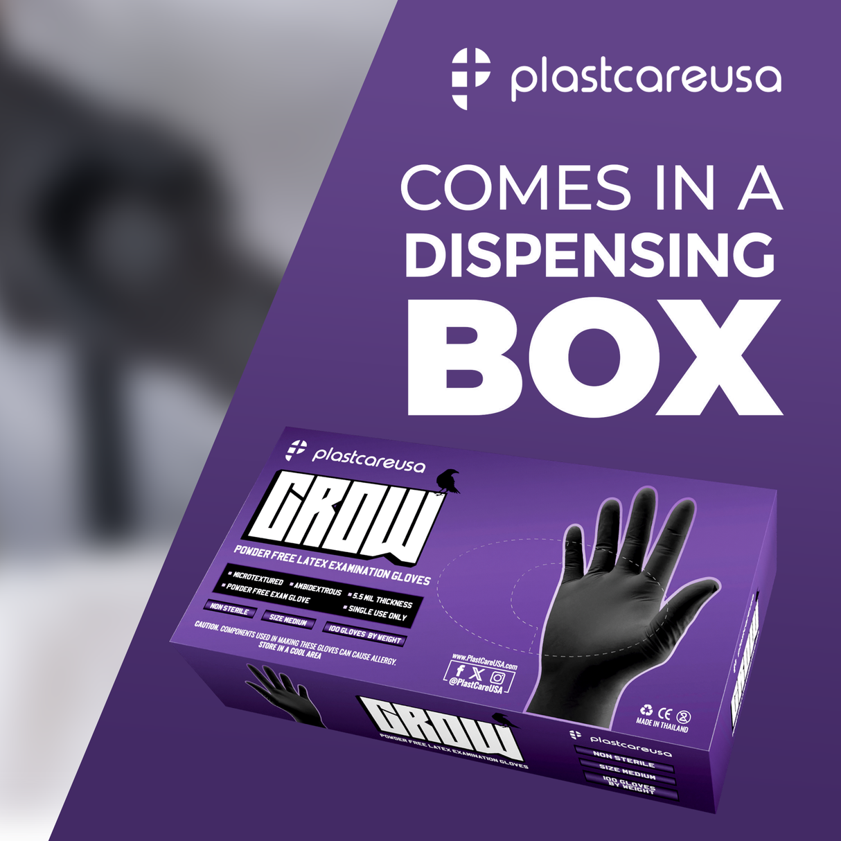 1000 Large PlastCare USA Black Latex Gloves (10 Boxes)