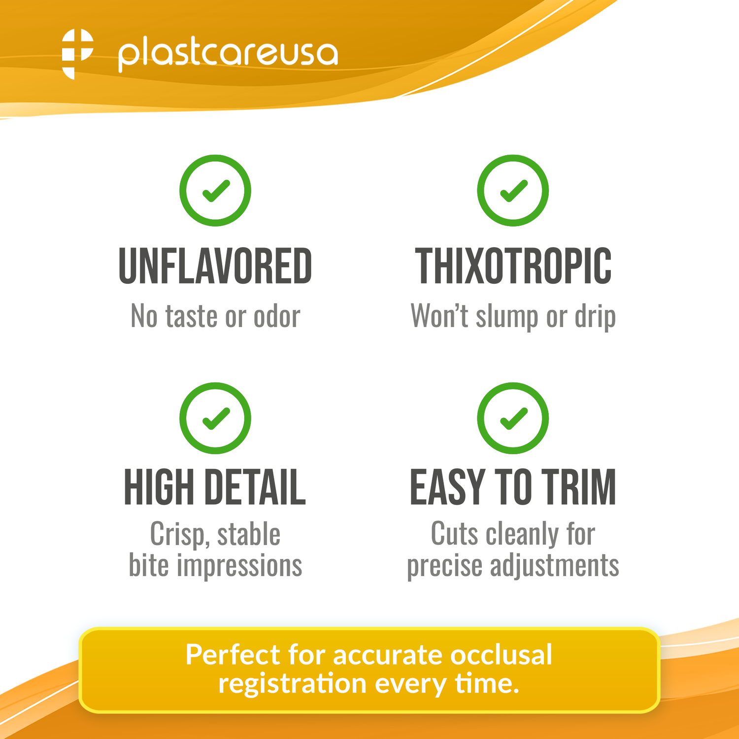 20 Bulk Unflavored Super Fast Set Bite Registration Material 50ml Cartridges by PlastCare USA