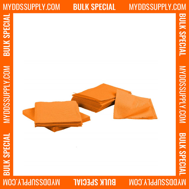 2000 Neon Orange 3-Ply Dental Patient Towel Bibs (4 Case of 500) by PlastCare USA - My DDS Supply