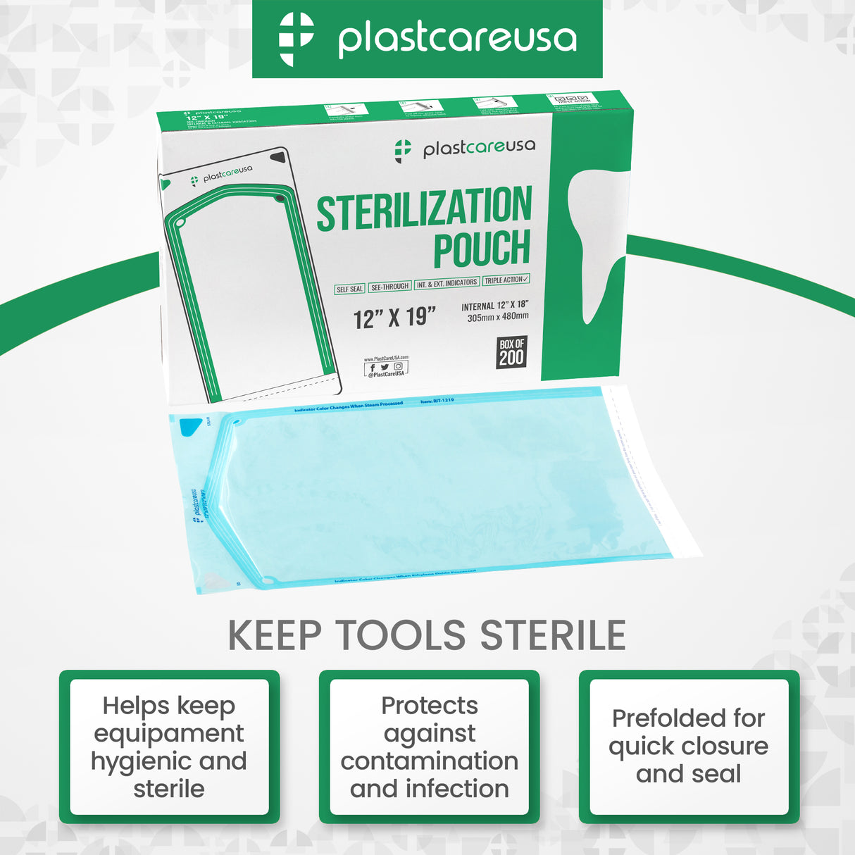 Worn Box-New 600 12" x 19" Self-Sealing Sterilization Pouches by PlastCare USA (Warehouse Deal) - My DDS Supply