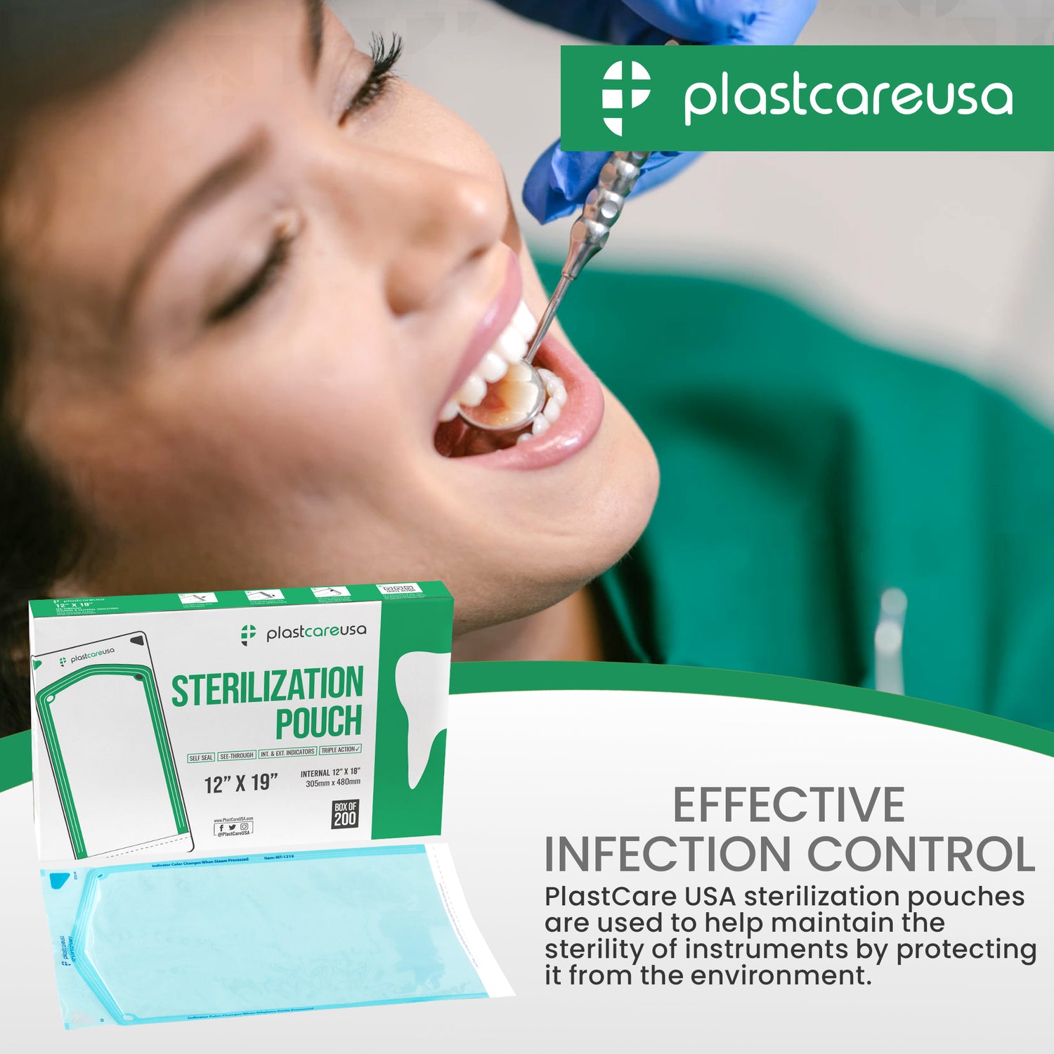 Worn Box-New 600 12" x 19" Self-Sealing Sterilization Pouches by PlastCare USA (Warehouse Deal) - My DDS Supply