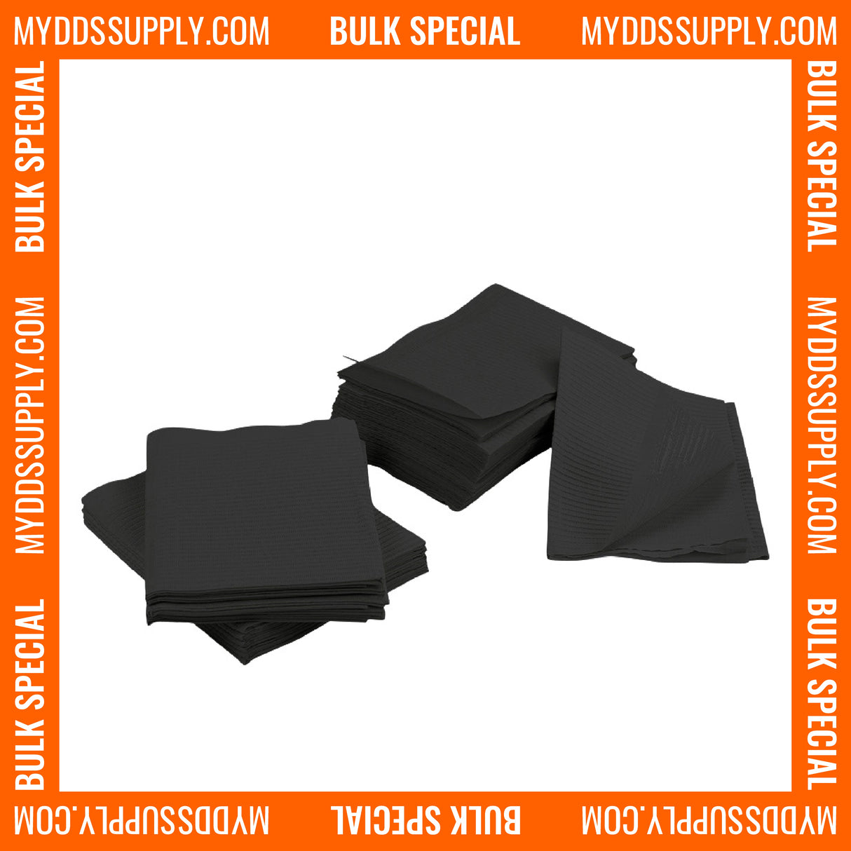 2000 Black 3-Ply Dental Patient Towel Bibs (4 Case of 500) by PlastCare USA - My DDS Supply