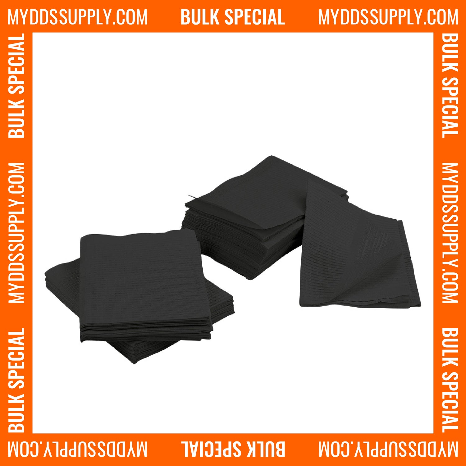 2000 Black 3-Ply Dental Patient Towel Bibs (4 Case of 500) by PlastCare USA - My DDS Supply