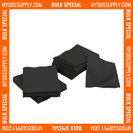 2000 Black 3-Ply Dental Patient Towel Bibs (4 Case of 500) by PlastCare USA - My DDS Supply