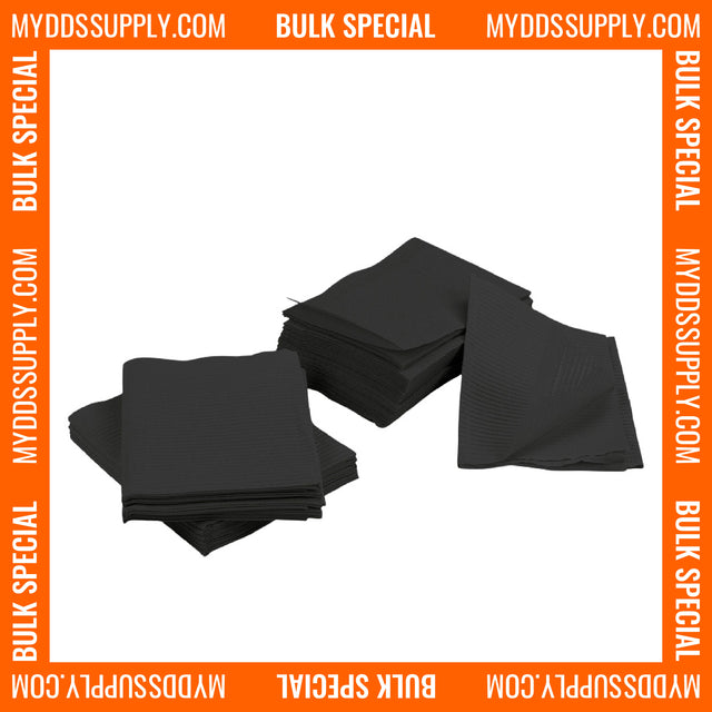 2000 Black 3-Ply Dental Patient Towel Bibs (4 Case of 500) by PlastCare USA - My DDS Supply