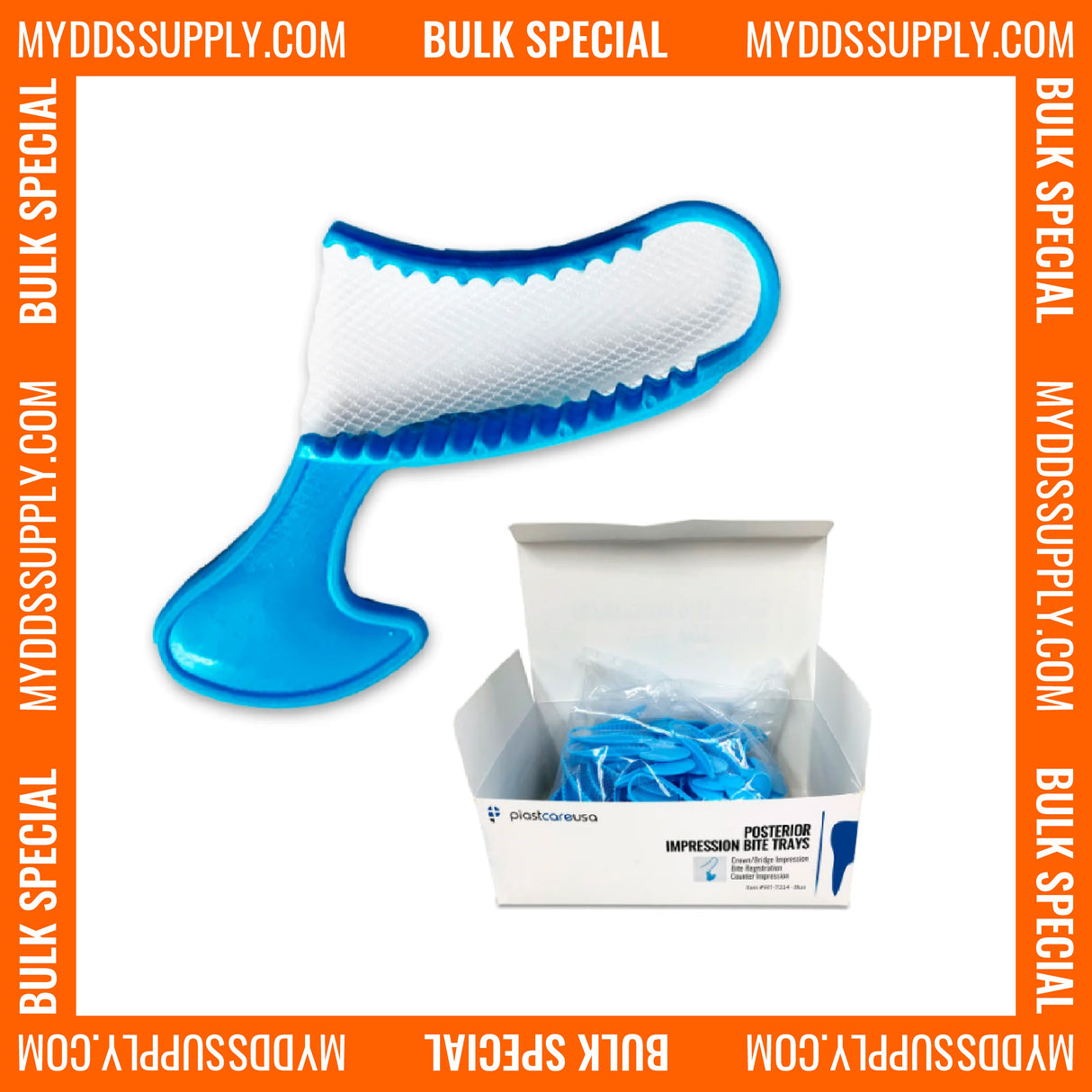 1000 x Posterior Blue Bite Registration Impression Trays (20 Boxes) by PlastCare USA - My DDS Supply