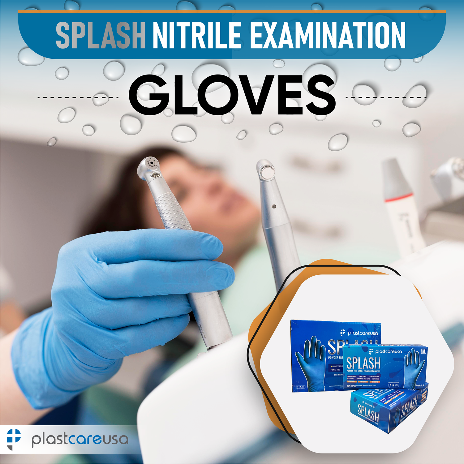 1000 EXTRA SMALL XS Blue Nitrile Exam Premium Gloves (Powder & Latex Free), PlastCare USA Splash - My DDS Supply