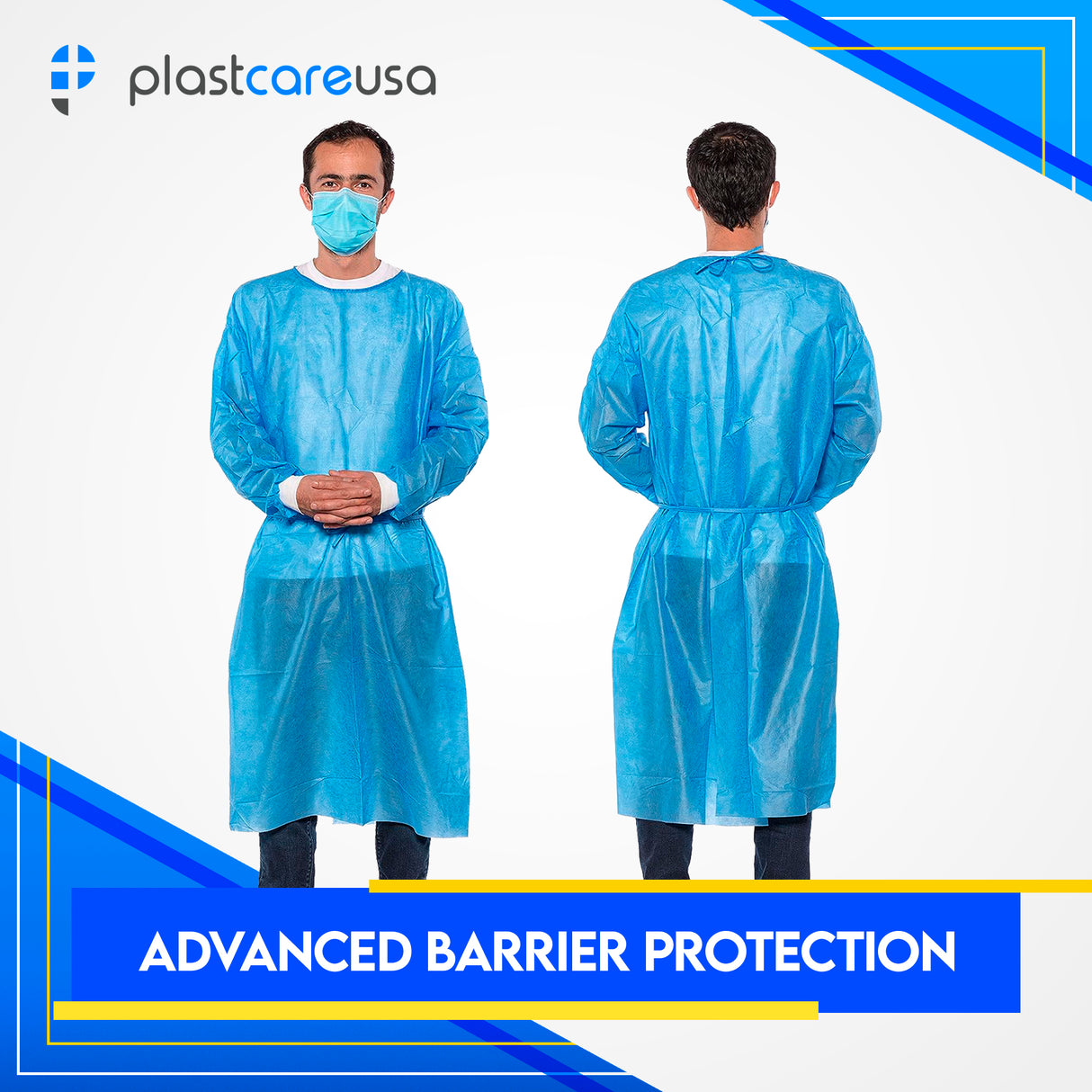 200 Blue Disposable Isolation Lab Gowns 30g with Knitt Cuffs for Medical Dental Hospital (4 Boxes of 50) *Bulk Special*