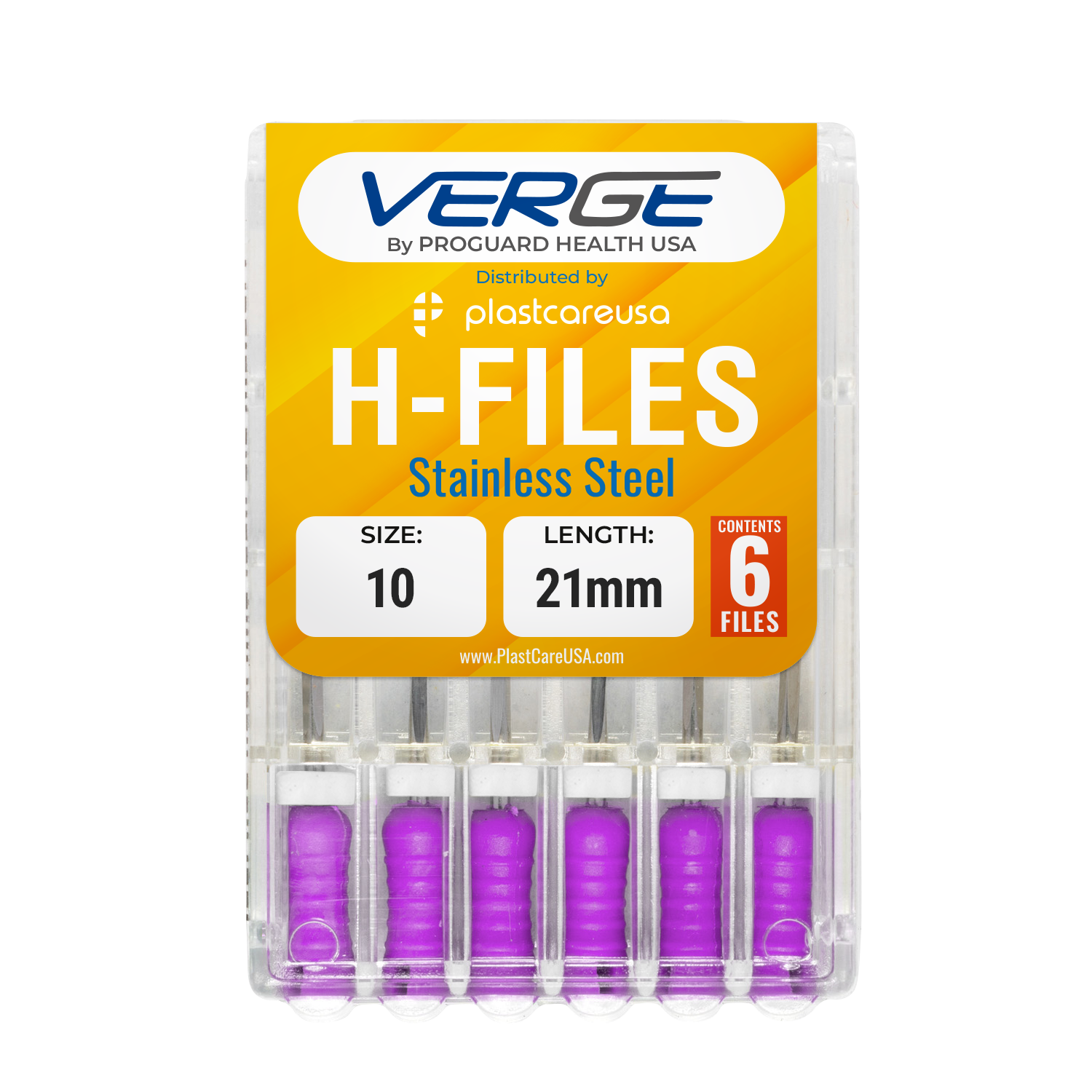 21mm Size 10 H Files Hedstrom Endodontic Stainless Steel Dental Root Canal Files (Pack of 6)