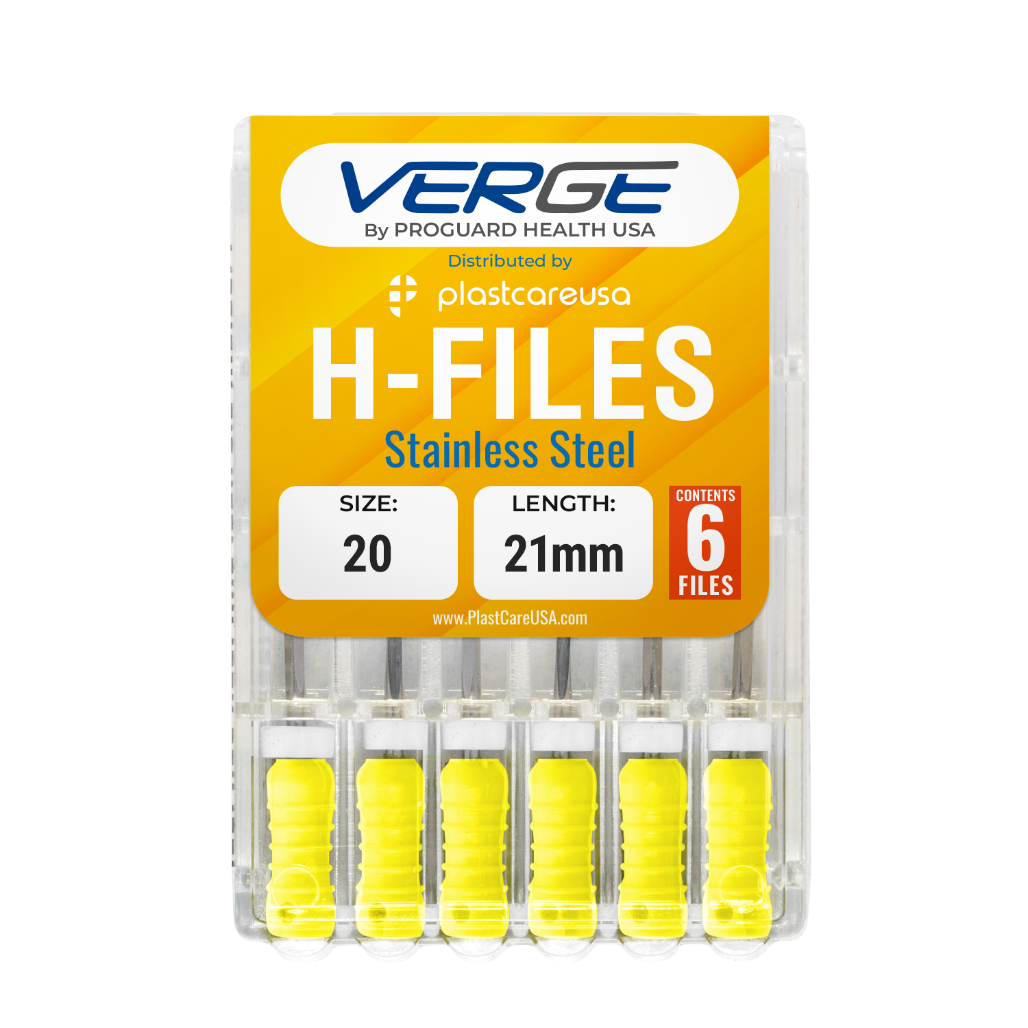 21mm Size 20 H Files Hedstrom Endodontic Stainless Steel Dental Root Canal Files (Pack of 6)