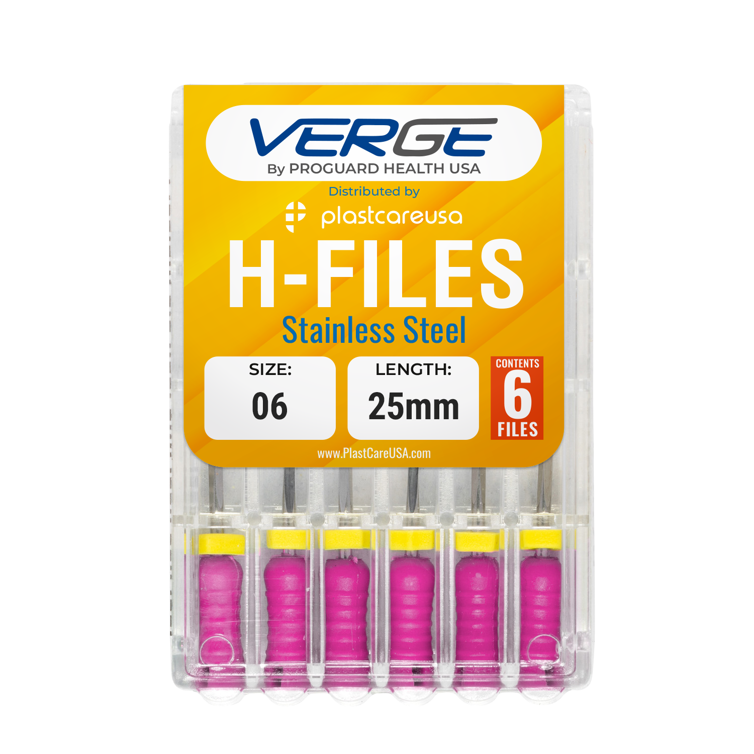 25mm Size 6 H Files Hedstrom Endodontic Stainless Steel Dental Root Canal Files (Pack of 6)
