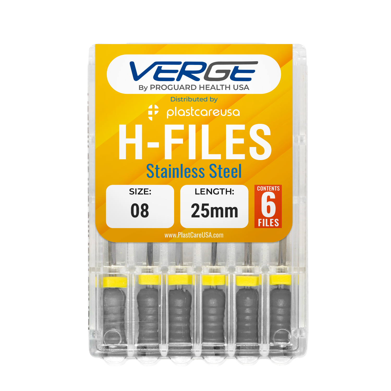 25mm Size 8 H Files Hedstrom Endodontic Stainless Steel Dental Root Canal Files (Pack of 6)