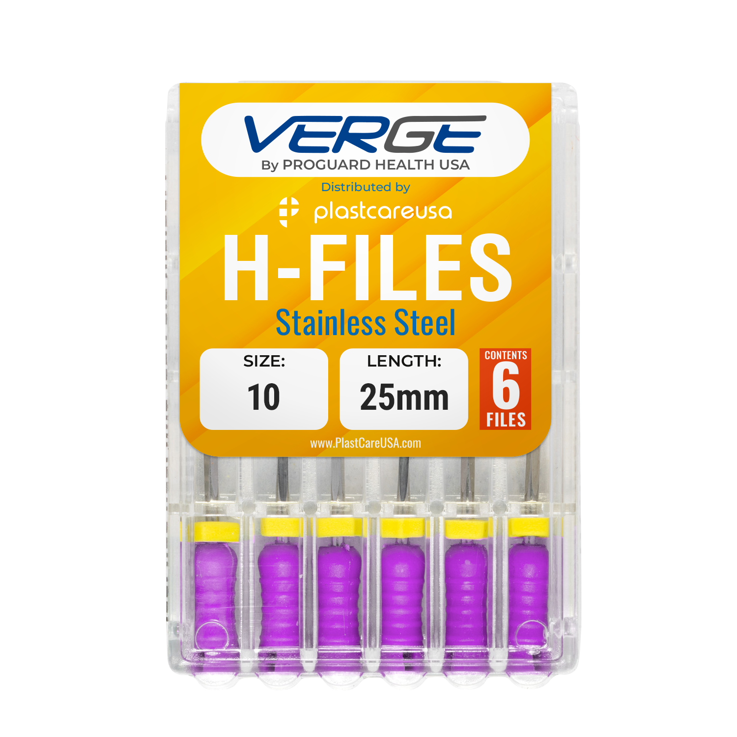 25mm Size 10 H Files Hedstrom Endodontic Stainless Steel Dental Root Canal Files (Pack of 6)