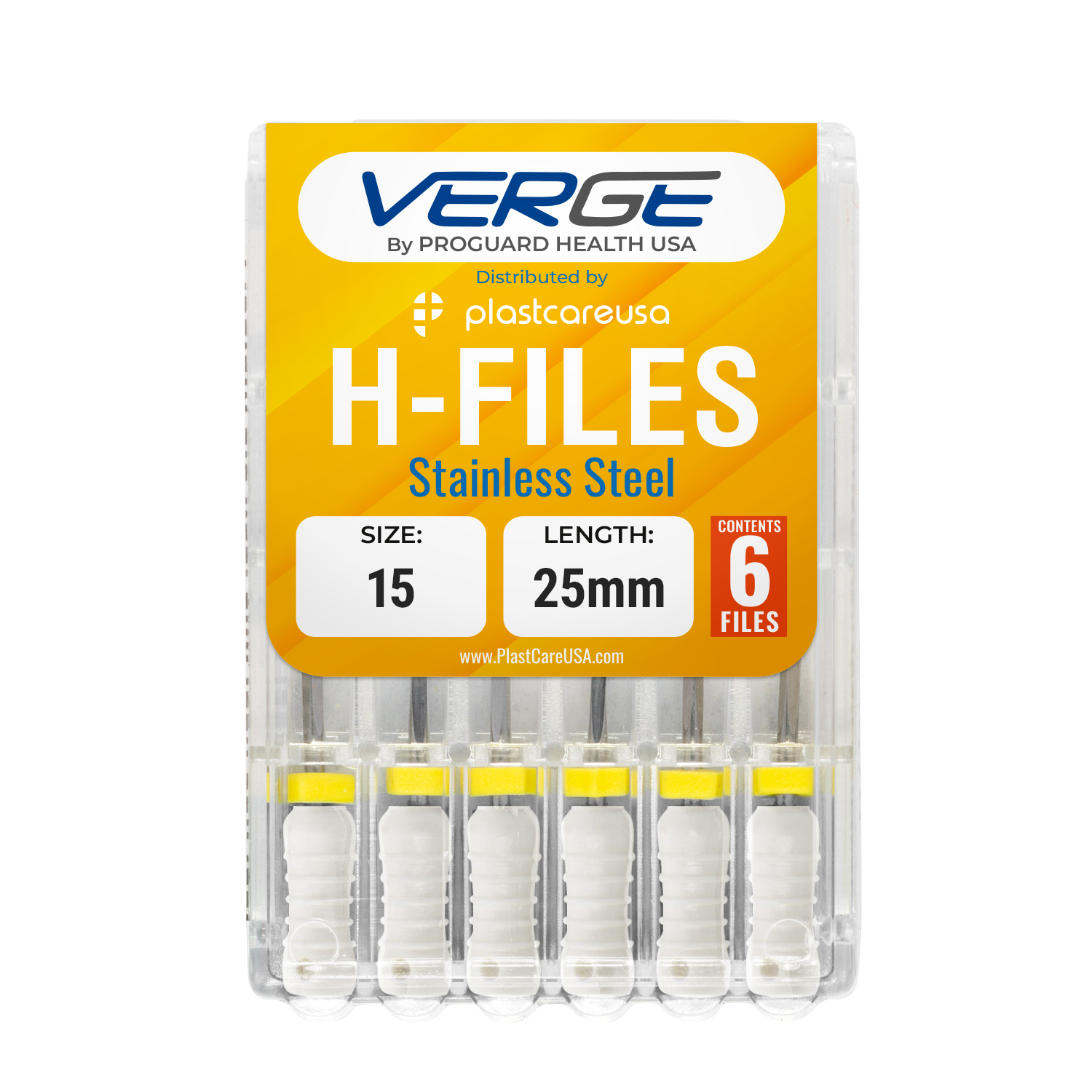 25mm Size 15 H Files Hedstrom Endodontic Stainless Steel Dental Root Canal Files (Pack of 6)