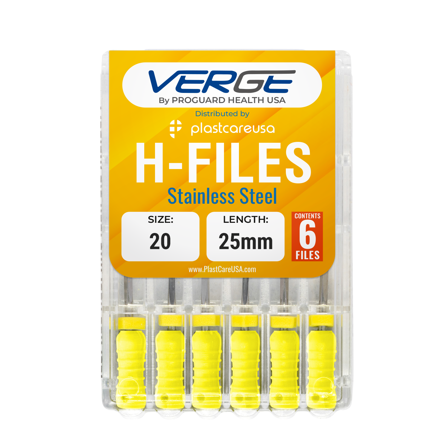 25mm Size 20 H Files Hedstrom Endodontic Stainless Steel Dental Root Canal Files (Pack of 6)