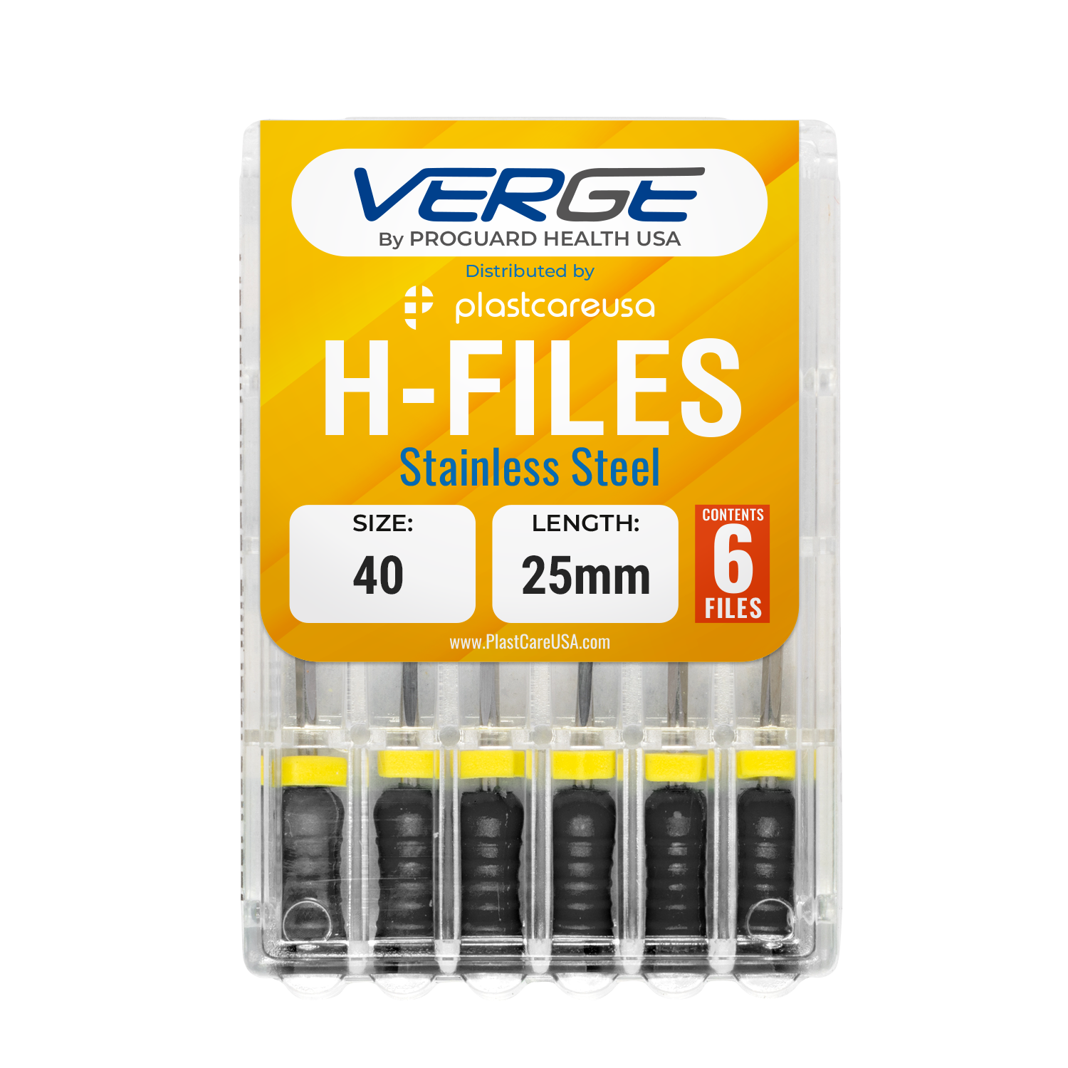 25mm Size 40 H Files Hedstrom Endodontic Stainless Steel Dental Root Canal Files (Pack of 6)