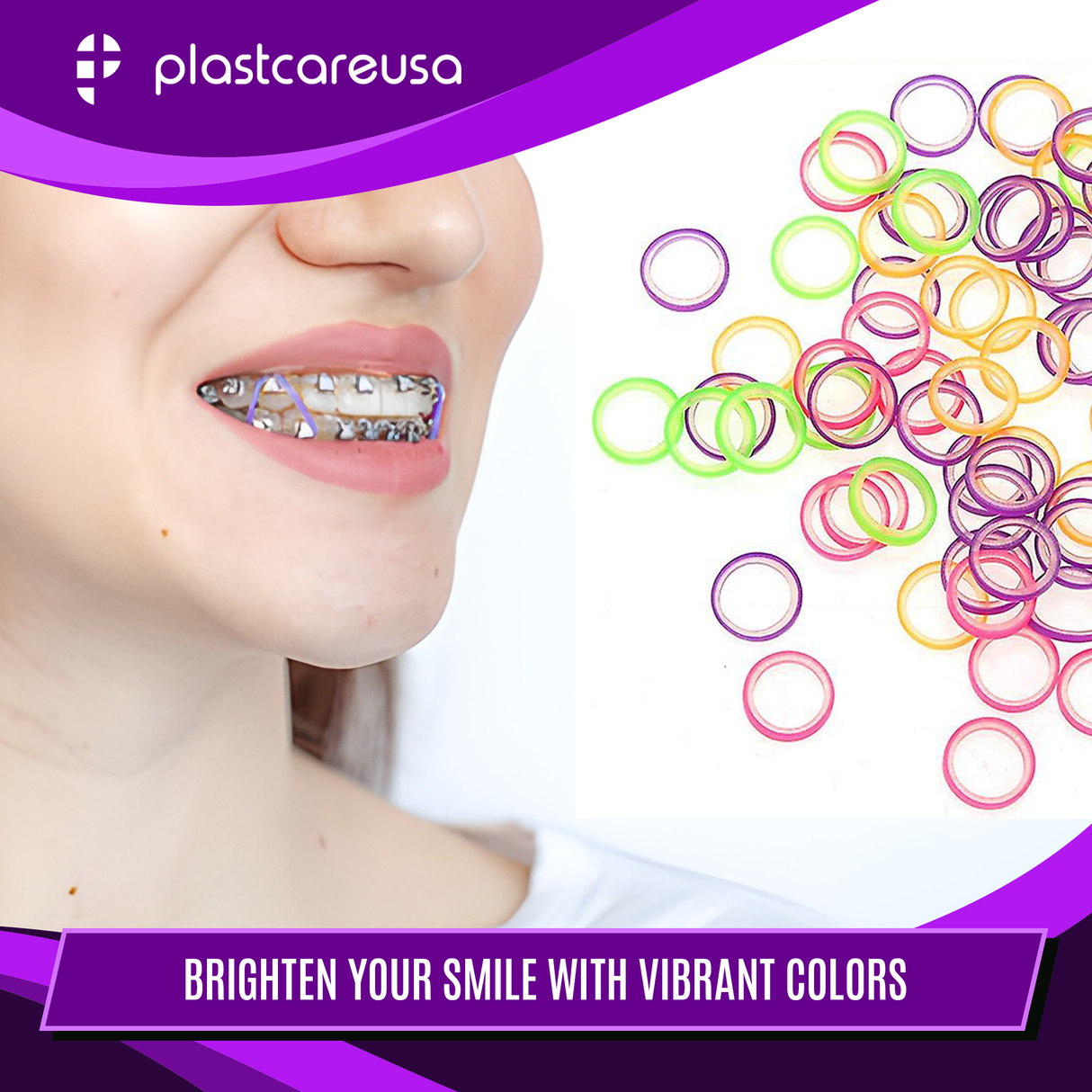 2000 (3/16" Rabbit, Medium 4.5 Oz) Assorted Colors Orthodontic Latex Elastic Rubber Bands for Braces