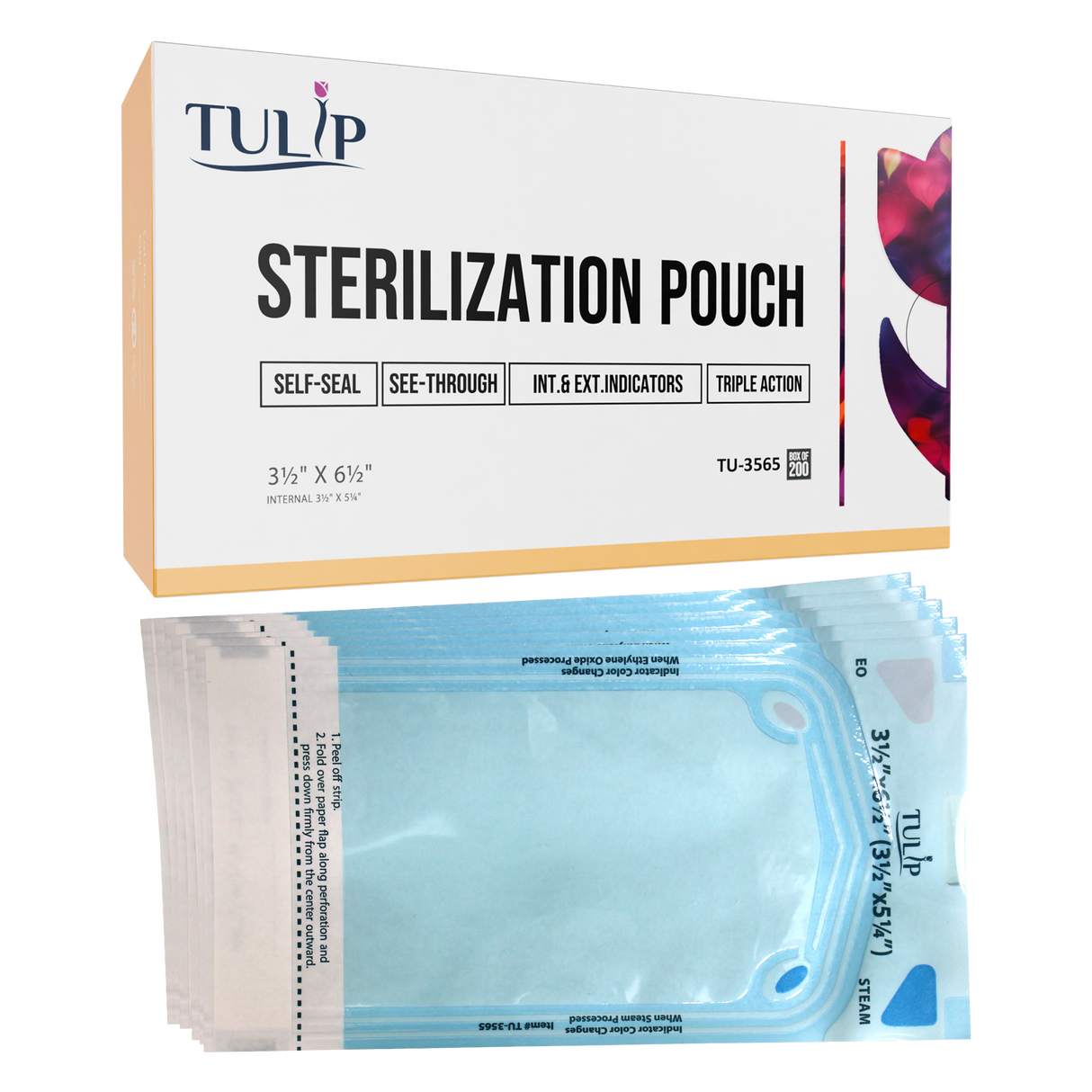 2000 3.5" x 5.25" Self-Sealing Sterilization Pouches by TULIP