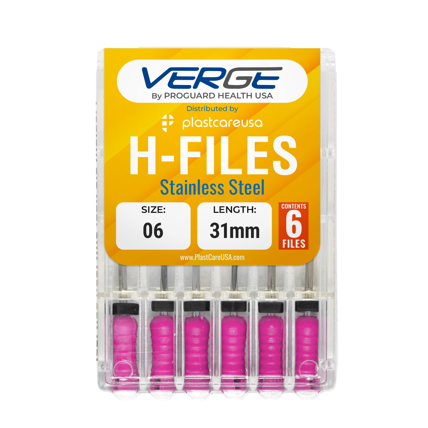 31mm Size 6 H Files Hedstrom Endodontic Stainless Steel Dental Root Canal Files (Pack of 6)