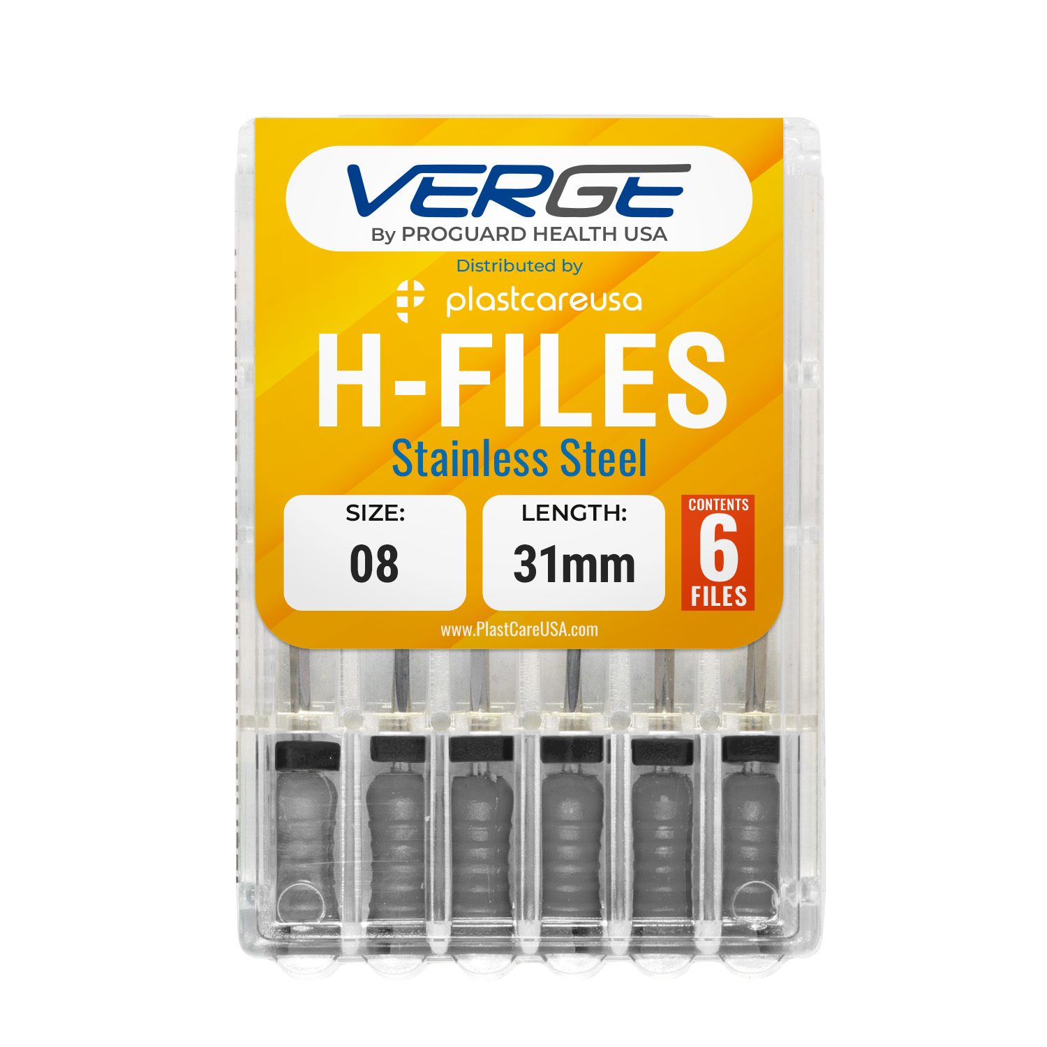 31mm Size 8 H Files Hedstrom Endodontic Stainless Steel Dental Root Canal Files (Pack of 6)