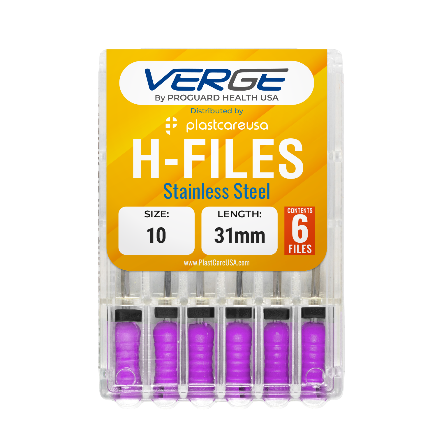 31mm Size 10 H Files Hedstrom Endodontic Stainless Steel Dental Root Canal Files (Pack of 6)