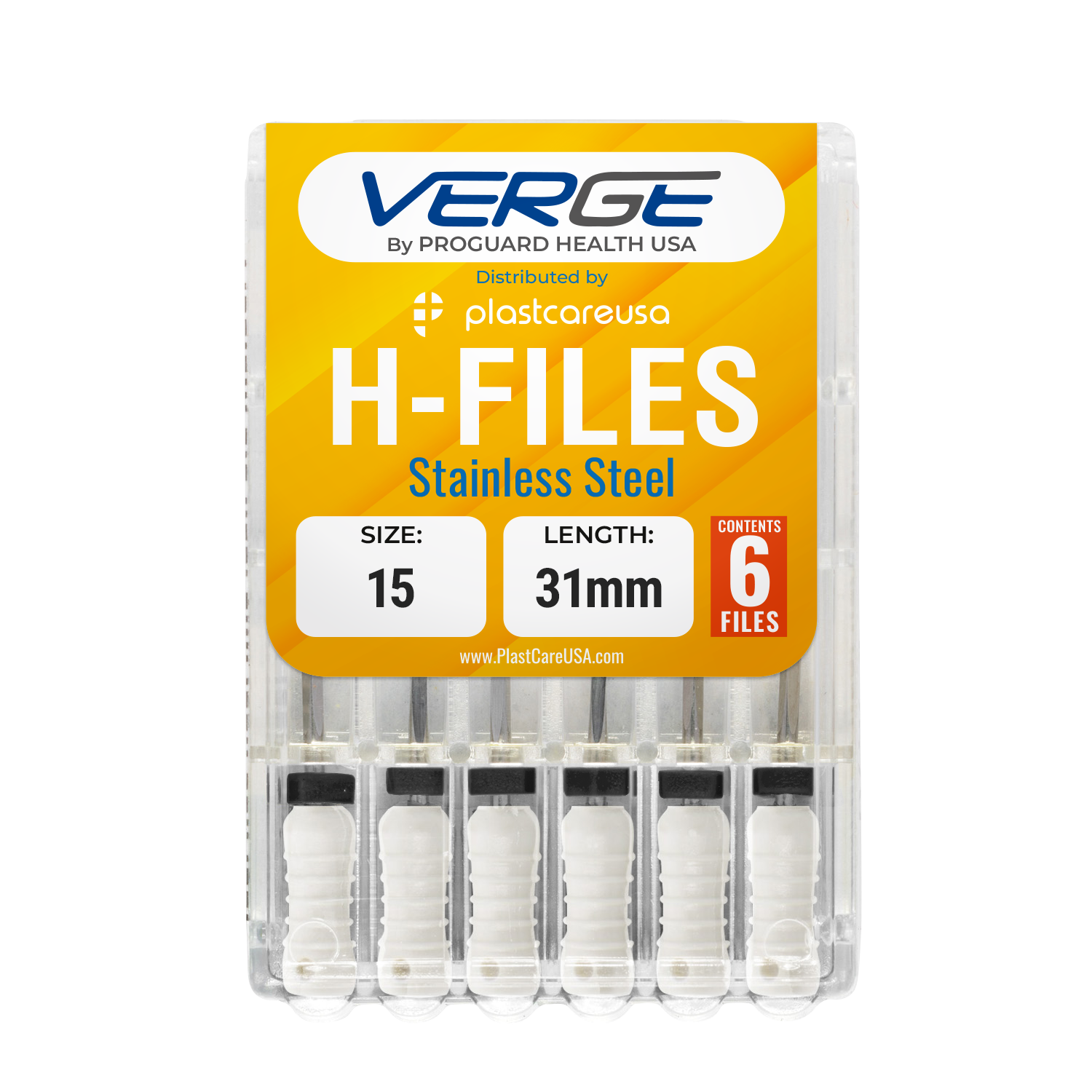 31mm Size 15 H Files Hedstrom Endodontic Stainless Steel Dental Root Canal Files (Pack of 6)