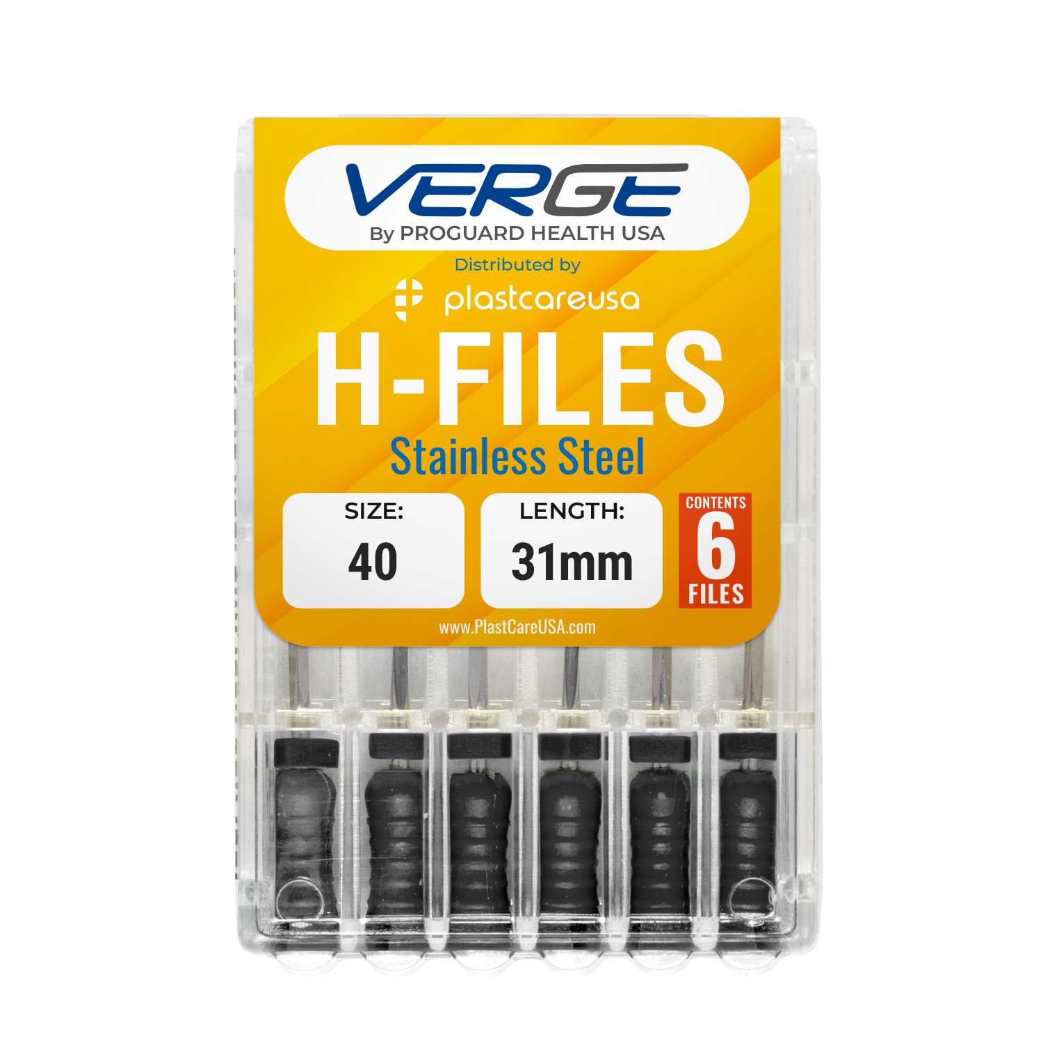 31mm Size 40 H Files Hedstrom Endodontic Stainless Steel Dental Root Canal Files (Pack of 6)